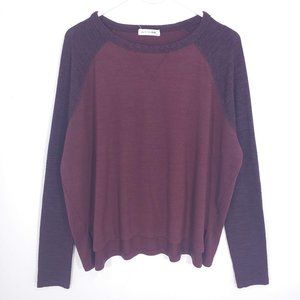 Rag & Bone Women's Heather Red Baseball Tee Long Sleeve T-Shirt Port Wine Medium
